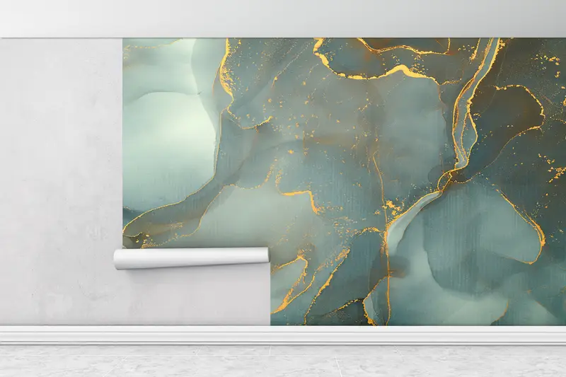Wall Paper Peel and Stick, Bright Wall Paper, Modern Wall Paper, Green Marble Canvas Decor, Alcohol Ink Wall Paper, Green Wallpaper, - 7