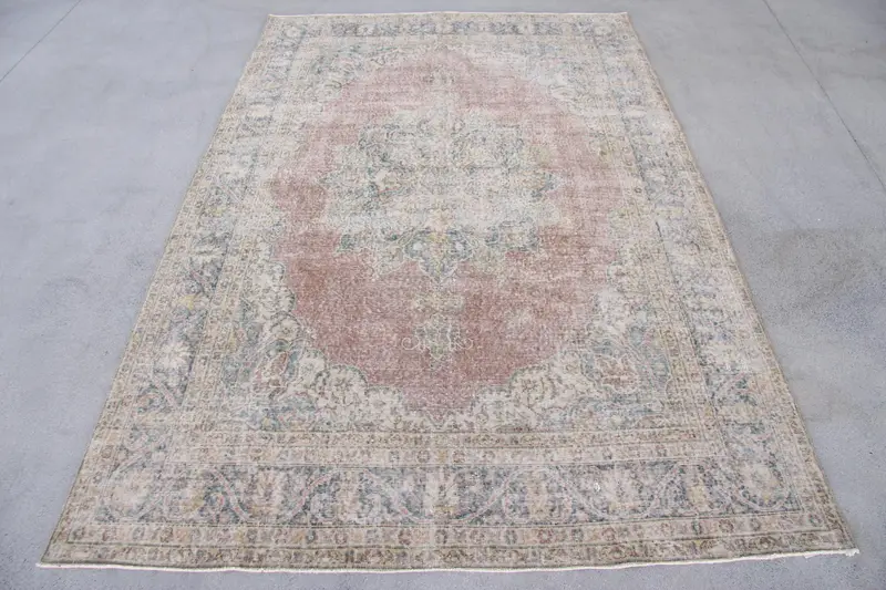 Blue Moroccan Rug, 6,8x10,2 ft Elegant Decor