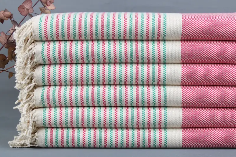 Personalized Turkish Bath Towel Beige Geometric, 40x71 Inches