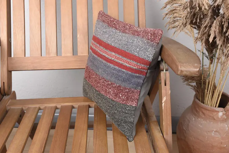 Crochet Pattern Cushion Case, Pillow Sham, Pillow for Couch, Boho Pillow, 12x12 Red Pillow Sham, Home Decor Pillow, Southwestern Pillow Cover - 3
