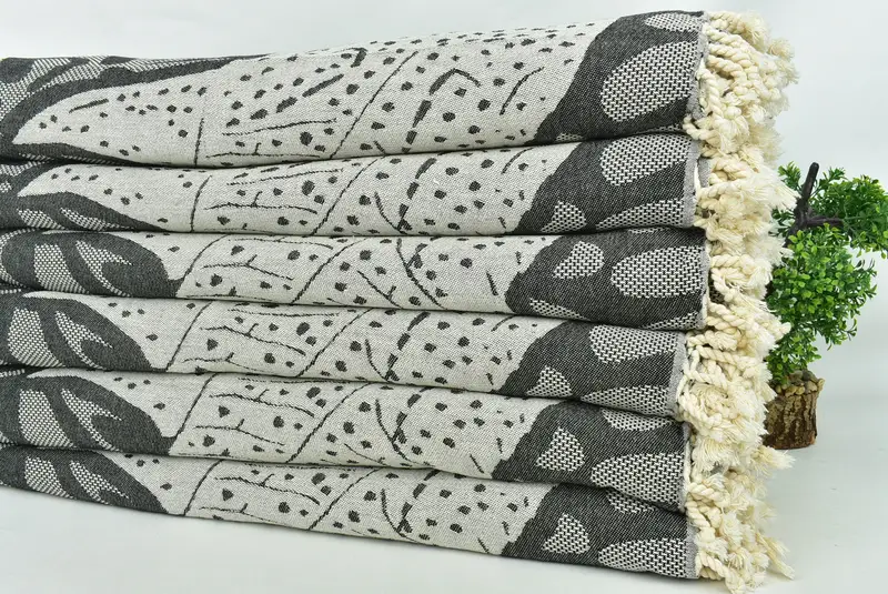 Boho Throw Blankets, Bohemian Bedspread, Personalized Blanket, Halloween Blanket, Organic Throw, Monogram Blanket, 100x92 Cotton Whale Design Towel - 5
