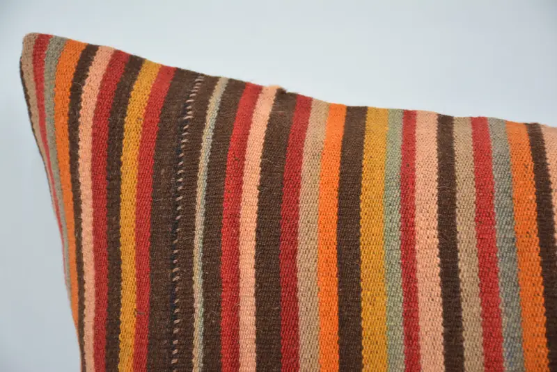 Cozy Throw Pillow Case, Kilim Pillow Cover, Pillow, Boho Pillow Sham Cover, Throw Kilim Pillow, 20x28 Brown Pillow, Outdoor Pillow Cover - 2