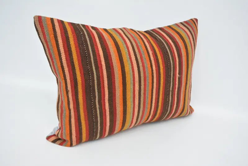 Cozy Throw Pillow Case, Kilim Pillow Cover, Pillow, Boho Pillow Sham Cover, Throw Kilim Pillow, 20x28 Brown Pillow, Outdoor Pillow Cover - 3