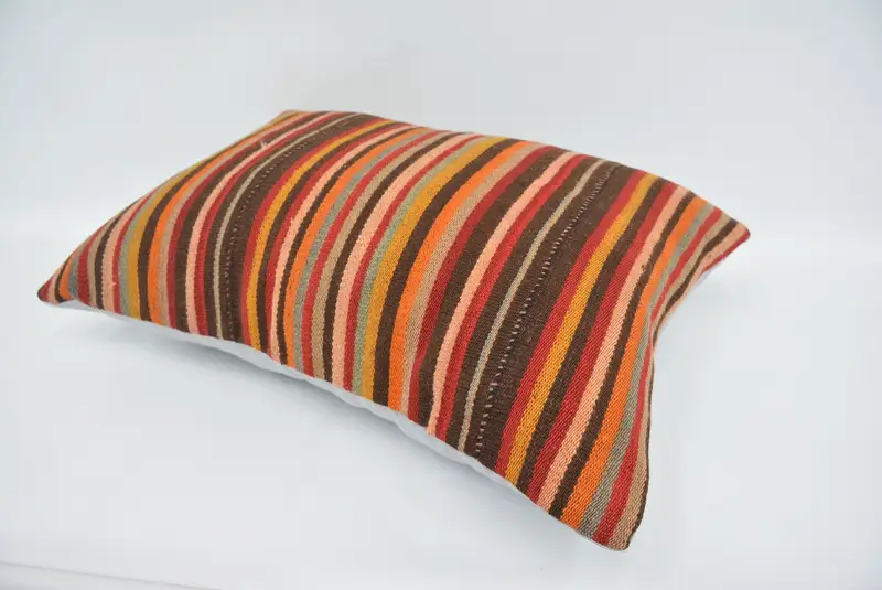 Cozy Throw Pillow Case, Kilim Pillow Cover, Pillow, Boho Pillow Sham Cover, Throw Kilim Pillow, 20x28 Brown Pillow, Outdoor Pillow Cover - 6