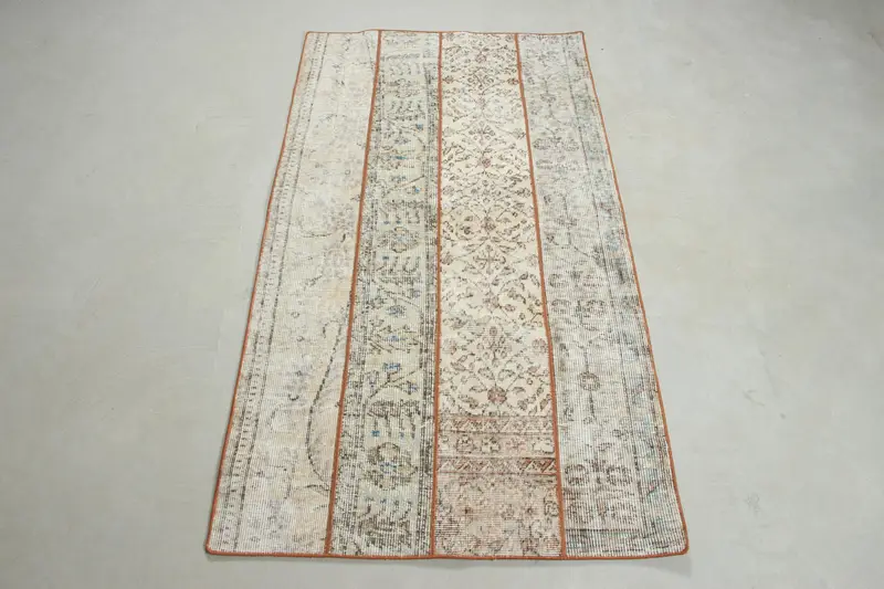 Bej İran Halısı, Yeşil Desenli 2,8x5,1 ft