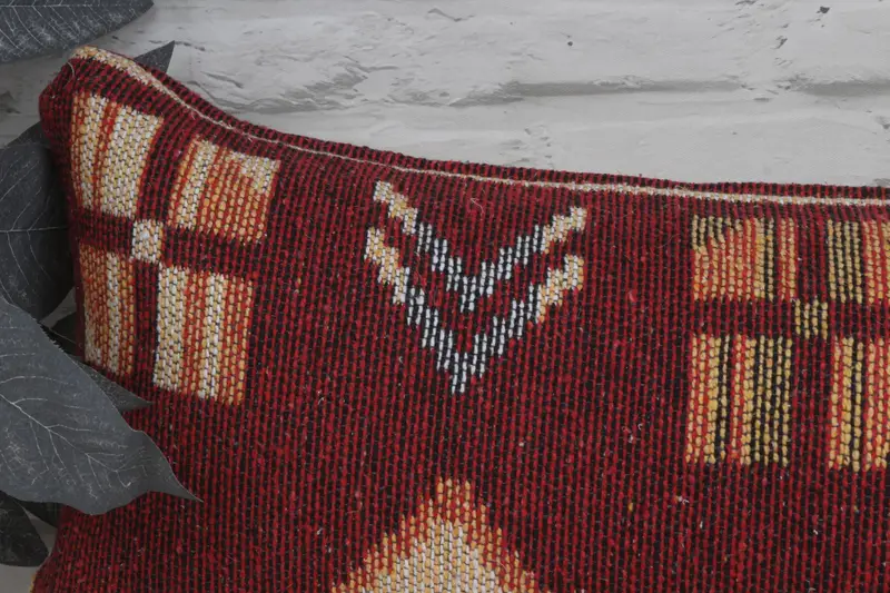 Cushion Case, Kilim Pillow Cover, Outdoor Pillow Case, Toss Pillow Cover, Vintage Kilim Pillow, 12x36 Red Pillow, Throw Kilim Pillow - 3