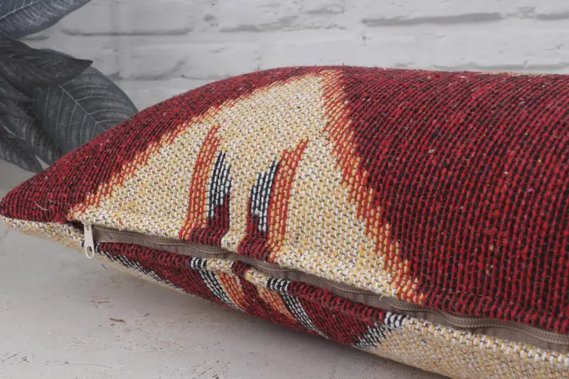 Cushion Case, Kilim Pillow Cover, Outdoor Pillow Case, Toss Pillow Cover, Vintage Kilim Pillow, 12x36 Red Pillow, Throw Kilim Pillow - 6