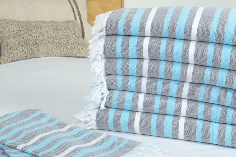 Turkish Blanket, Halloween Blanket, Monogram Blanket, Decorative Blanket, Gift For Bride, Turkish Cotton Throw Blanket, 84x64 Cotton Striped Towel - 3