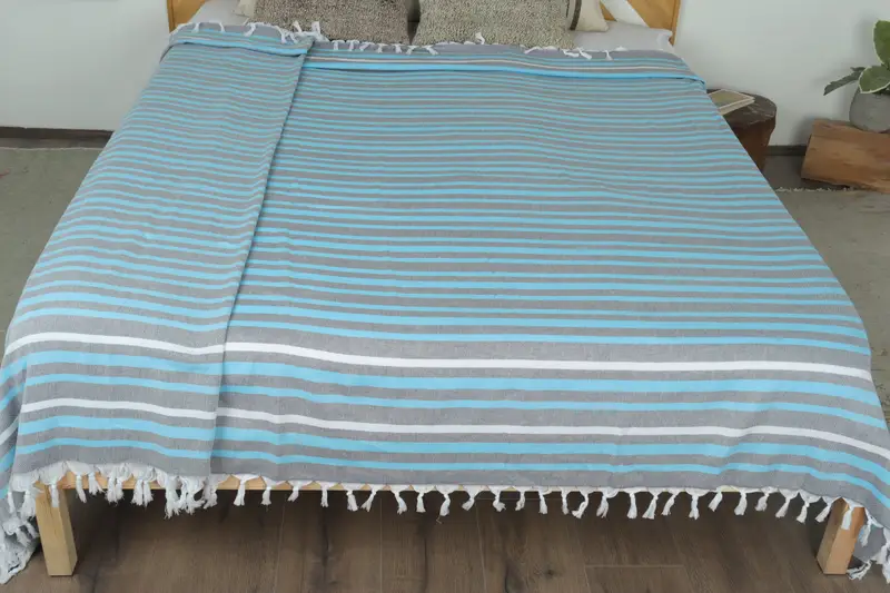 Turkish Blanket, Halloween Blanket, Monogram Blanket, Decorative Blanket, Gift For Bride, Turkish Cotton Throw Blanket, 84x64 Cotton Striped Towel - 8