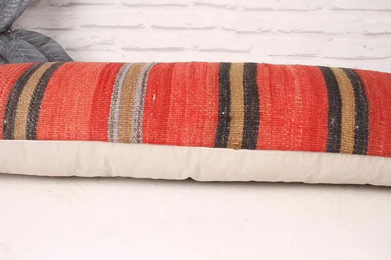 Sofa Pillow Sham, Interior Designer Pillow, Pillow, 12x36 Red Pillow Sham, Boho Pillow, Vintage Kilim Pillow, Hippie Throw Pillow - 5