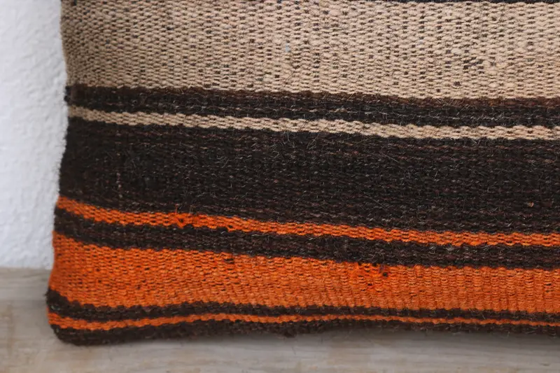 Throw Kilim Pillow, Interior Designer Pillow, Home Decor Pillow, 8x16 Brown Cushion Cover, Cushion, One Of A Kind Pillow Cover - 3
