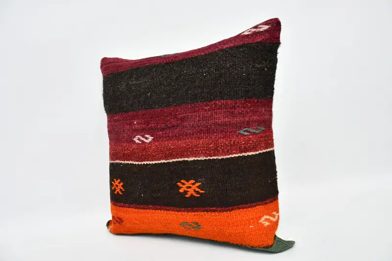 Vintage Kilim Throw Pillow, 20x20 Brown Pillow Cover, Pillow Case, Tribal Cushion Case, Pillow for Sofa, Boho Pillow - 4
