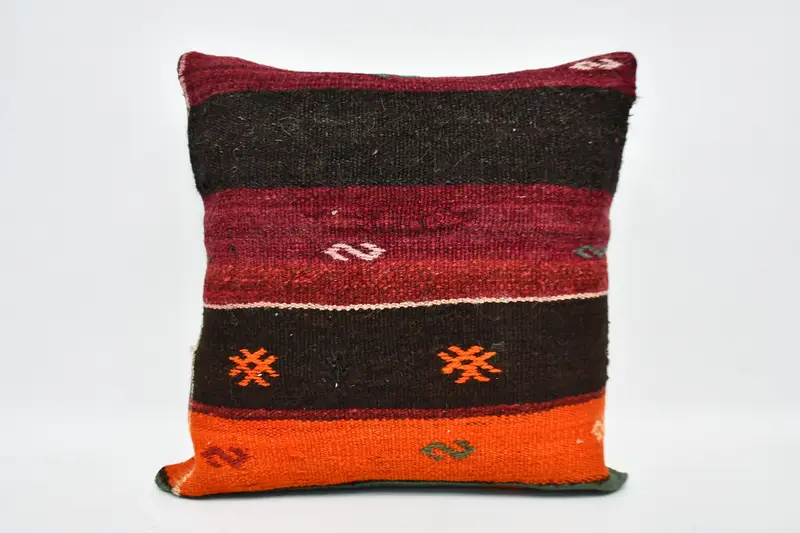 Vintage Kilim Throw Pillow, 20x20 Brown Pillow Cover, Pillow Case, Tribal Cushion Case, Pillow for Sofa, Boho Pillow - 1
