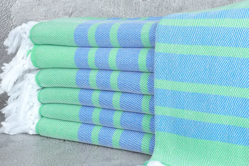 Personalisiertes Strandtuch aus türkischer Baumwolle, Saxblau-Grün, 91,4 x 170,8 cm