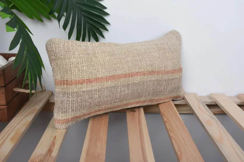 Vintage Kilim Pillow Cushion, Handmade Kilim Cushion, Home Decor Pillow, 8x16 Beige Cushion Case, Kilim Pillow, Pillow, Cotton Pillow Case - 4