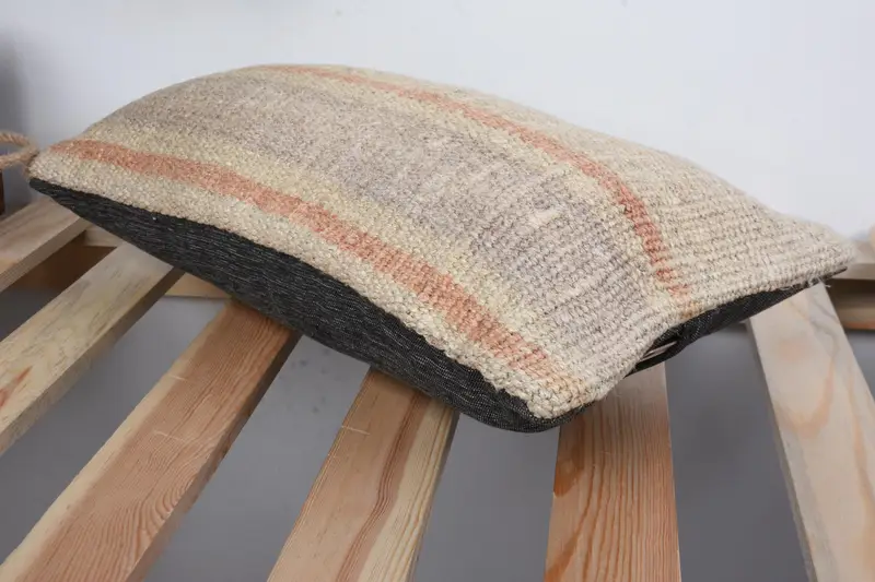 Vintage Kilim Pillow Cushion, Handmade Kilim Cushion, Home Decor Pillow, 8x16 Beige Cushion Case, Kilim Pillow, Pillow, Cotton Pillow Case - 6