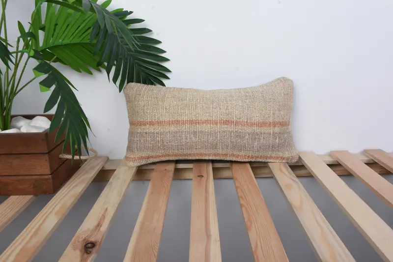 Vintage Kilim Pillow Cushion, Handmade Kilim Cushion, Home Decor Pillow, 8x16 Beige Cushion Case, Kilim Pillow, Pillow, Cotton Pillow Case - 1