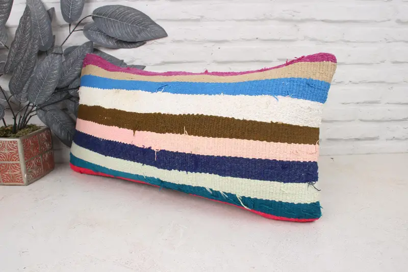 Christmas Pillow Case, Ethnic Throw Pillow Cover, Throw Kilim Pillow, 12x24 White Pillow Cover, Vintage Kilim Pillow, Pillow Sham, Gift Pillow - 4