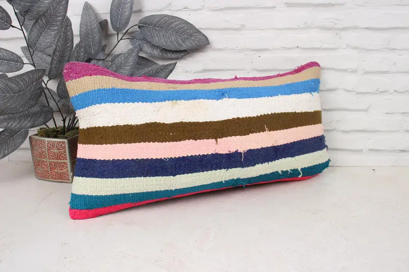 Christmas Pillow Case, Ethnic Throw Pillow Cover, Throw Kilim Pillow, 12x24 White Pillow Cover, Vintage Kilim Pillow, Pillow Sham, Gift Pillow - 3