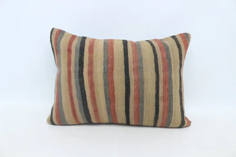 Traditional Pillow Sham, Cushion Case, Boho Pillow Sham Cover, Handmade Rug Seat Pillow Sham, 20x28 Beige Pillow, Vintage Kilim Pillow, Gift Pillow - 1