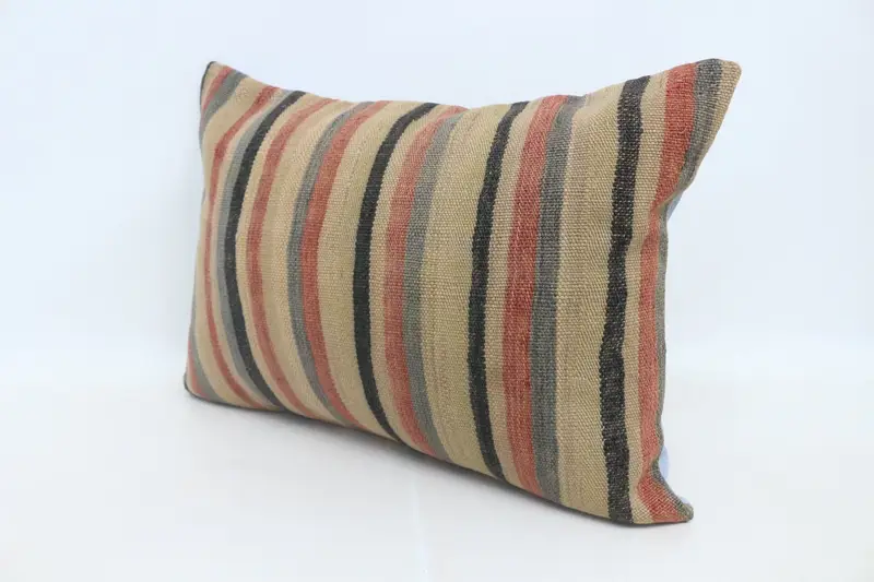 Traditional Pillow Sham, Cushion Case, Boho Pillow Sham Cover, Handmade Rug Seat Pillow Sham, 20x28 Beige Pillow, Vintage Kilim Pillow, Gift Pillow - 4