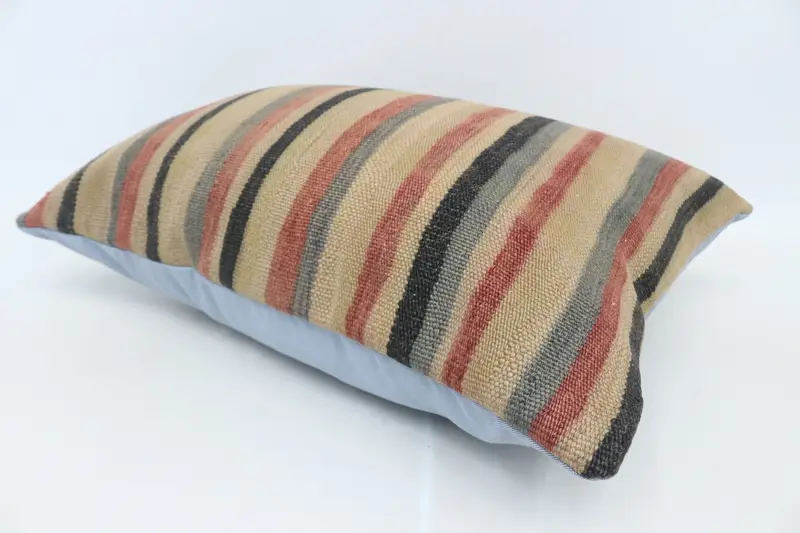 Traditional Pillow Sham, Cushion Case, Boho Pillow Sham Cover, Handmade Rug Seat Pillow Sham, 20x28 Beige Pillow, Vintage Kilim Pillow, Gift Pillow - 6