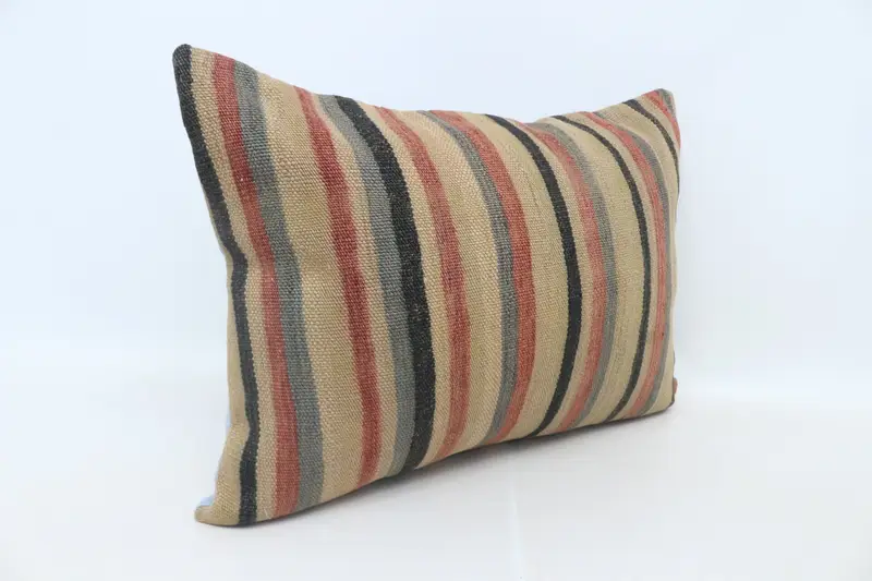 Traditional Pillow Sham, Cushion Case, Boho Pillow Sham Cover, Handmade Rug Seat Pillow Sham, 20x28 Beige Pillow, Vintage Kilim Pillow, Gift Pillow - 3