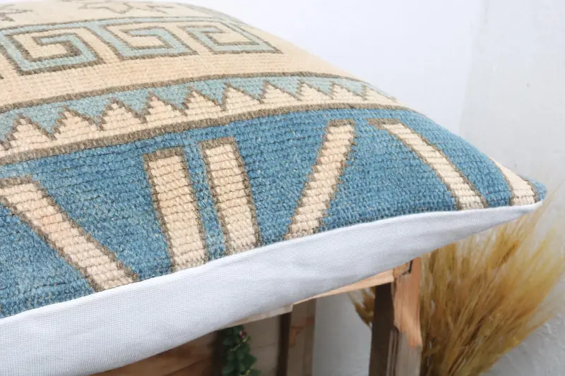 24x24 Beige Cushion, Interior Designer Pillow, Pillow, Pillow for Couch, Morroccon Kilim Cushion Cushion Cover, Boho Pillow Sham Cover - 6