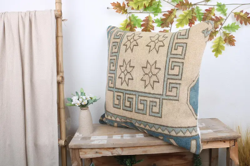 24x24 Beige Cushion, Interior Designer Pillow, Pillow, Pillow for Couch, Morroccon Kilim Cushion Cushion Cover, Boho Pillow Sham Cover - 4