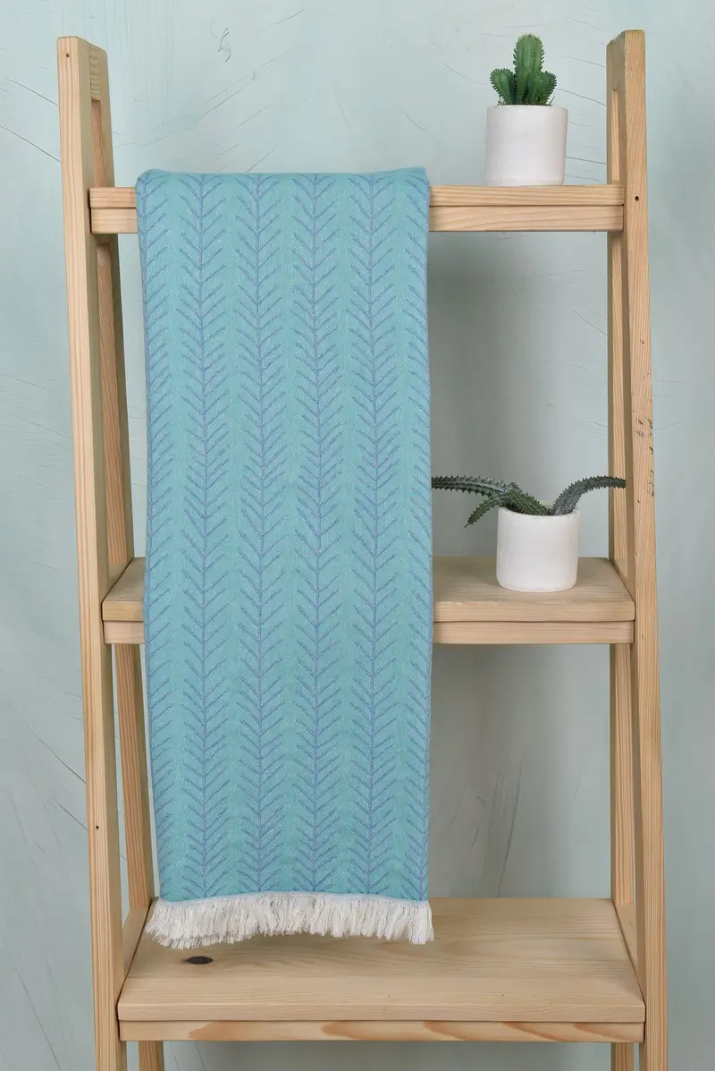 Floral Patterned Personalized Beach Towel, Turquoise-Sax Blue, 36x71 Inches