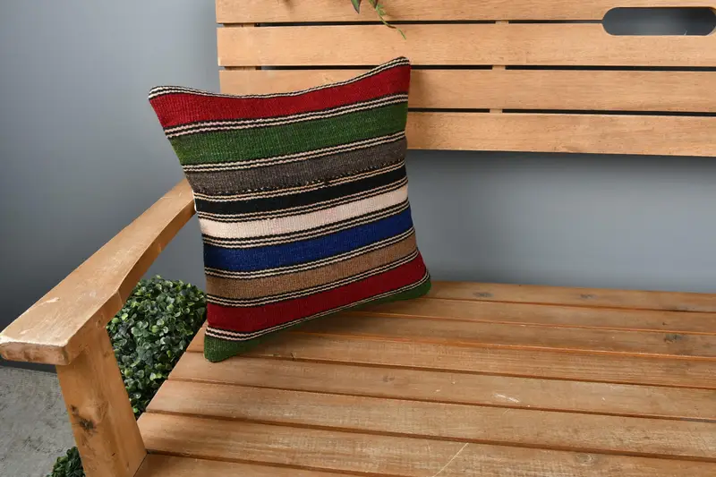 Pillow for Sofa, Designer Throw Pillow Cover, Nomadic Cushion, Pillow Sham, Interior Designer Pillow, 14x14 Red Cushion Cover, Boho Pillow - 1