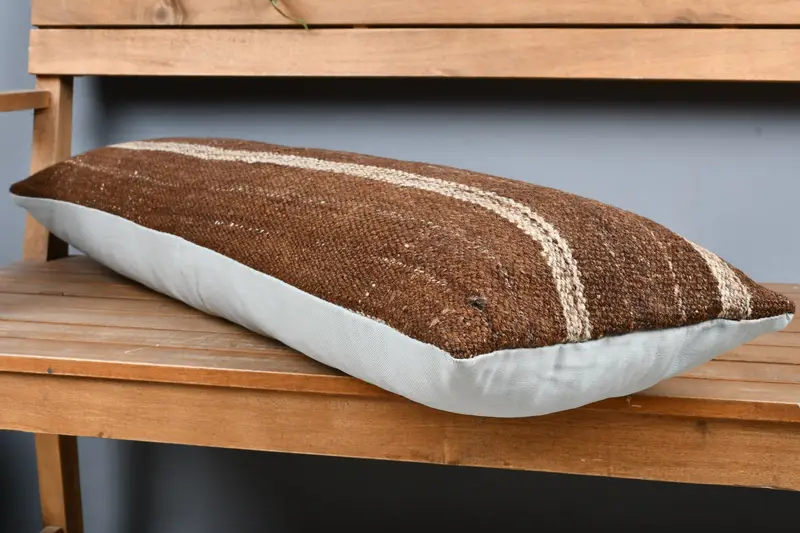 Vintage Pillow, 12x36 Brown Pillow, Turkish Kilim Pillow, Indoor Cushion, Pillow, Vintage Kilim Throw Pillow, Seat Pillow Sham - 3