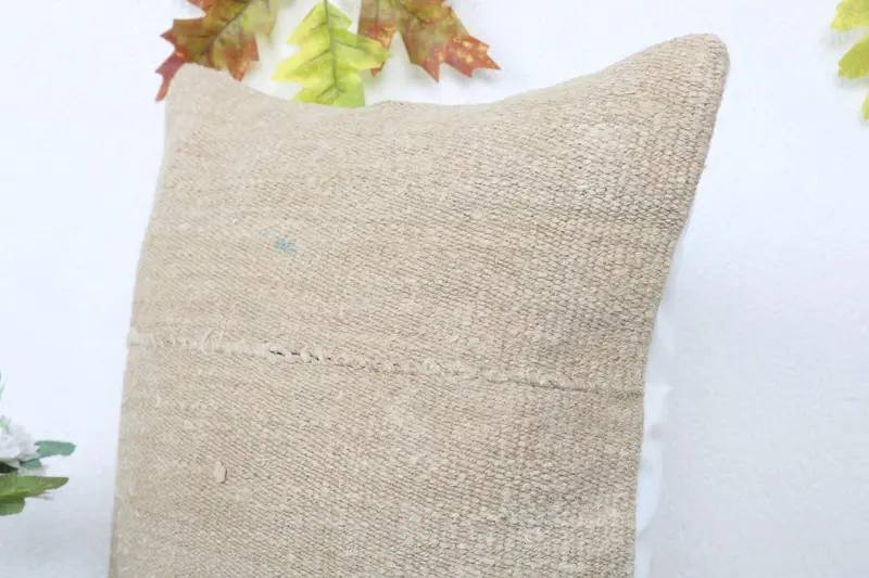 Interior Designer Pillow, Kilim Cushion Sham, Ethnical Kilim Rug Pillow, 16x16 Beige Pillow Cover, Cushion Cover, Outdoor Throw Cushion - 5