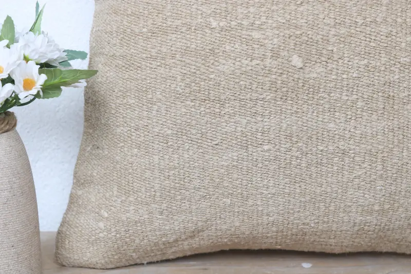 Interior Designer Pillow, Kilim Cushion Sham, Ethnical Kilim Rug Pillow, 16x16 Beige Pillow Cover, Cushion Cover, Outdoor Throw Cushion - 3