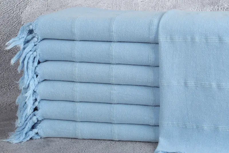 Monogrammiertes Geschirrtuch zum Haaretrocknen, hellblau, Stonewashed, 22 x 36 Zoll