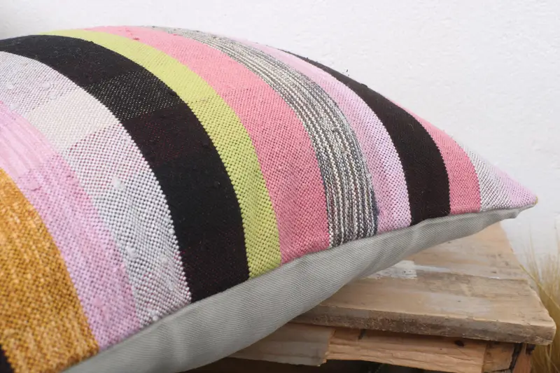 Traditional Pillow Sham, Cozy Throw Pillow Case, Home Decor Pillow, 18x18 Pink Pillow Case, Pillow Sham, Kilim Pillow Cover, Kilim Pillow - 6