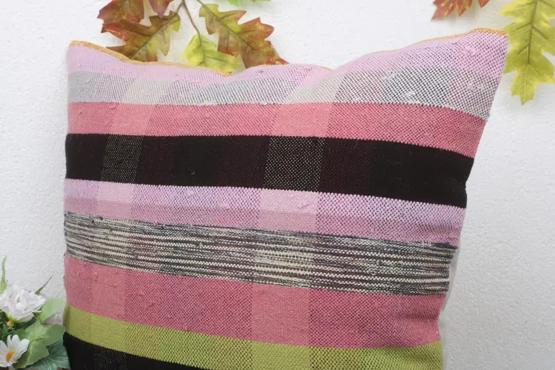Traditional Pillow Sham, Cozy Throw Pillow Case, Home Decor Pillow, 18x18 Pink Pillow Case, Pillow Sham, Kilim Pillow Cover, Kilim Pillow - 5