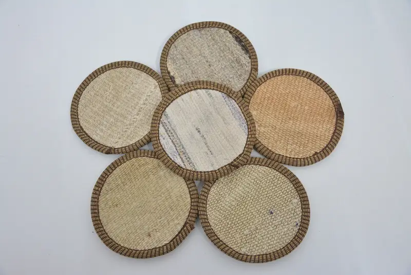 Unique Beige and White Ethnic Coaster, Versatile Round Coaster
