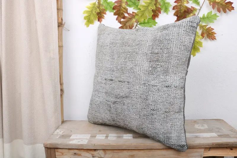 Kilim Cushion Sham, 20x20 White Cushion, Boho Chic Pillow Cover, Boho Pillow, Pillow for Couch, Ethnic Cushion, Pillow Cover, Tribal Pillow Sham - 5