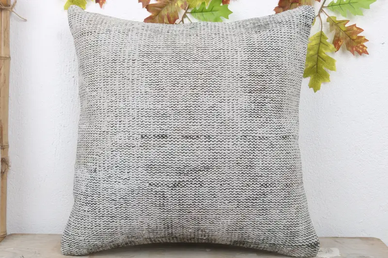 Kilim Cushion Sham, 20x20 White Cushion, Boho Chic Pillow Cover, Boho Pillow, Pillow for Couch, Ethnic Cushion, Pillow Cover, Tribal Pillow Sham - 2
