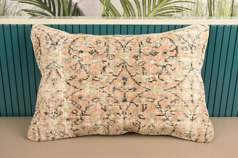 Throw Antique Pillow Cover, 16x24 inch Beige Baby Shower Gift Cushion - 1