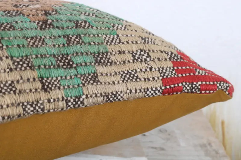 Armchair Cushion Cover, Kilim Pillow Cover, 12x20 Green Pillow Sham, Boho Pillow, Pillow Case, Pillow for Sofa, Accent Throw Pillow Sham - 6