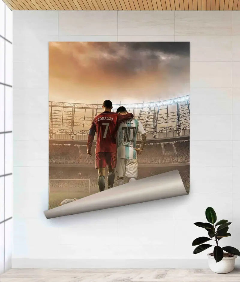 Lionel Messi & Cristiano Ronaldo Football Canvas Print