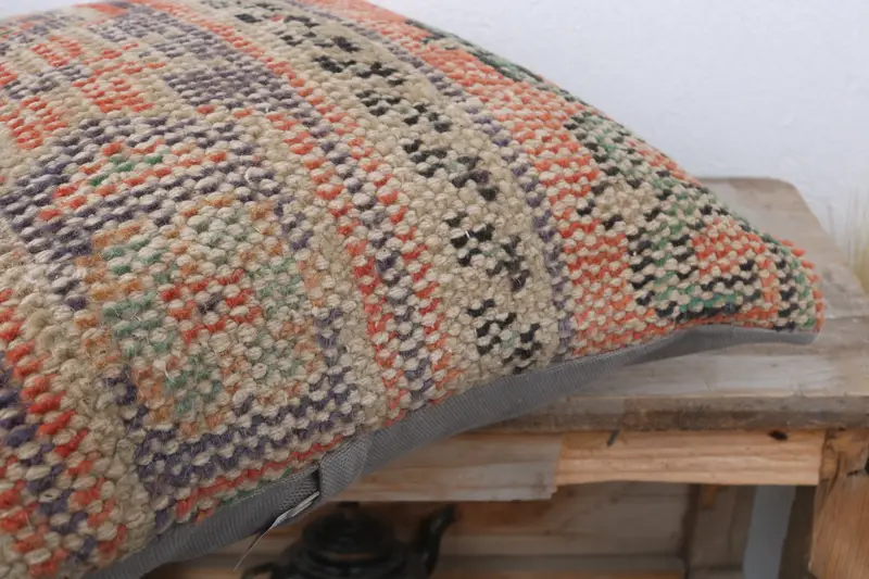 Antique Pillows, Cushion Cover, Lounge Throw Cushion Case, Ethnical Kilim Rug Pillow, Throw Kilim Pillow, 16x16 Red Pillow Sham, Bench Cushion - 6