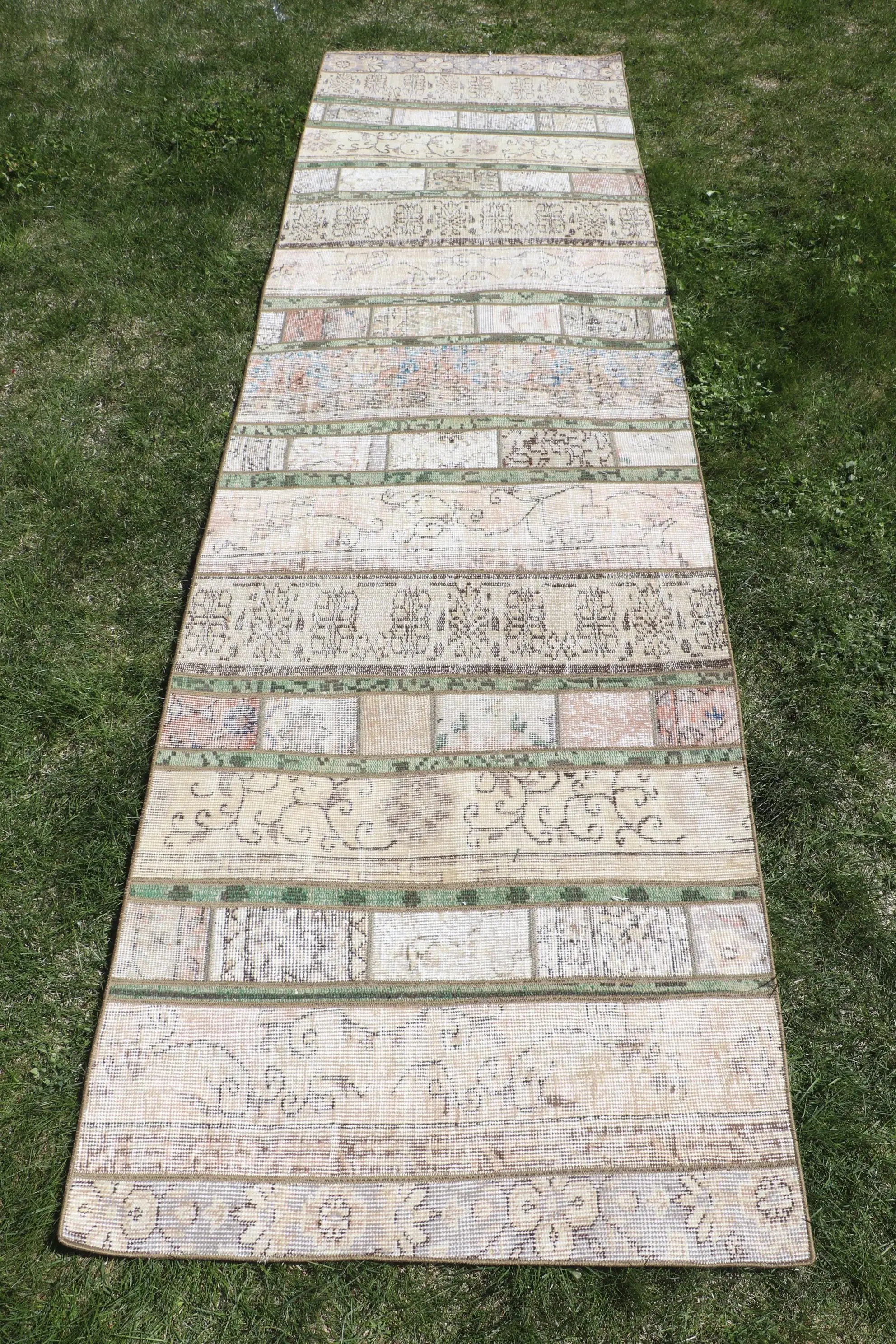 Vintage Turkish Runner Rug 2.9x10.3 ft (88x314 cm), Brown Rug - 1