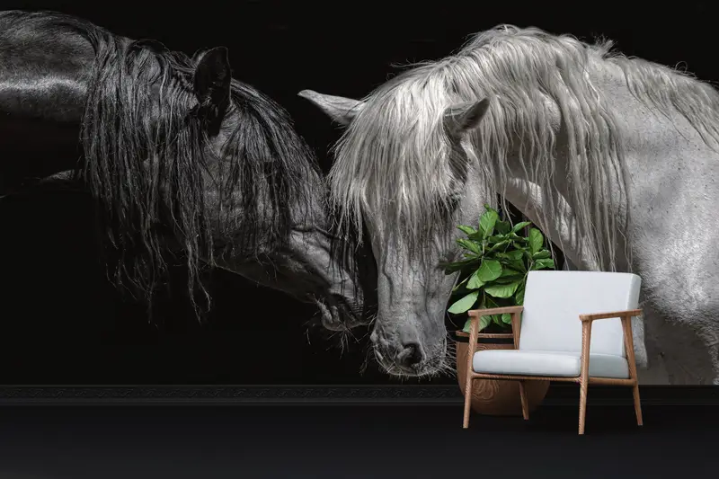 Modern Horse Lover Baskılı Duvar Kağıdı: Zarif Çiftlik Evi Dekoru