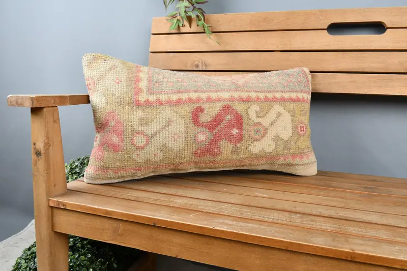 Antique Pillows, 12x24 Green Cushion, Turkish Kilim Pillow, Pillow Sham, Nautical Throw Pillow Cover, Indoor Pillow Cover, Gift Pillow - 1