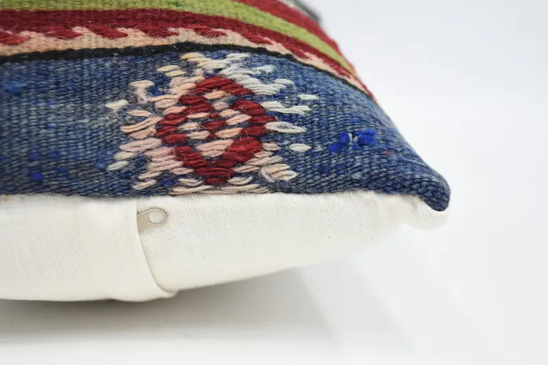 Pillow Cover, Gift Pillow, Turkish Kilim Pillow, Boho Pillow Sham Cover, 12x24 Blue Cushion Case, Handwoven Pillow Cover Pillow - 5