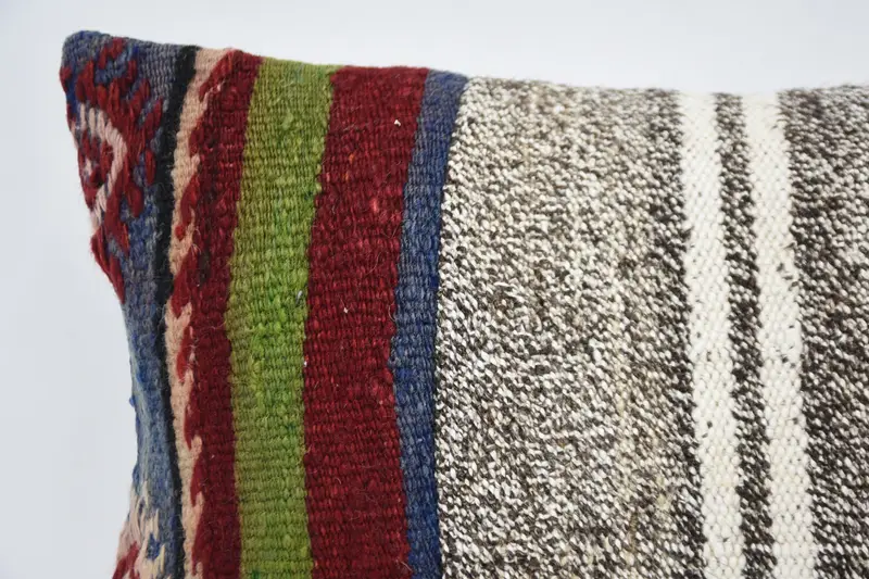 Pillow Cover, Gift Pillow, Turkish Kilim Pillow, Boho Pillow Sham Cover, 12x24 Blue Cushion Case, Handwoven Pillow Cover Pillow - 2