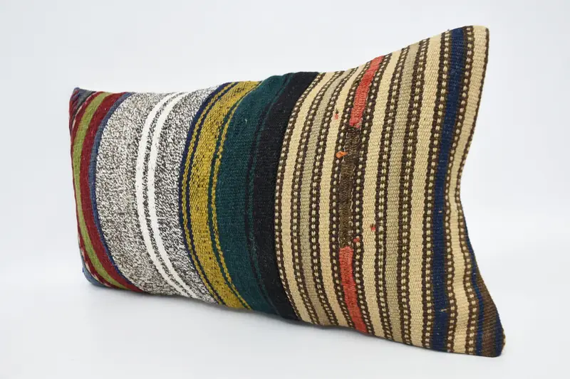 Pillow Cover, Gift Pillow, Turkish Kilim Pillow, Boho Pillow Sham Cover, 12x24 Blue Cushion Case, Handwoven Pillow Cover Pillow - 4